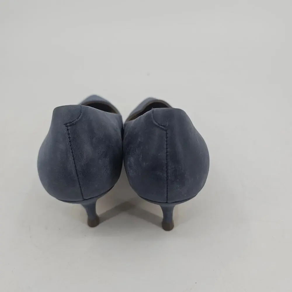 Vionic Josie pointed toe kitten heel leather pumps shoe navy blue 10 Corpcore